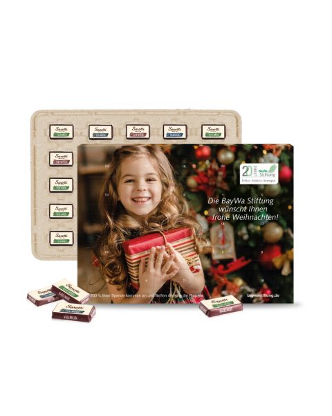 Wall Advent calendar with Fairtrade Sarotti chocolate and promotional print