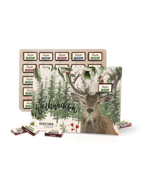 Table Advent calendar with Fairtrade Sarotti chocolate and promotional print