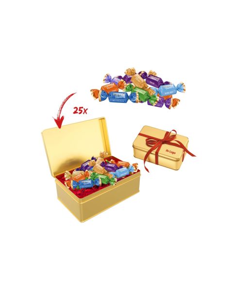 Merci Gold box with advertising