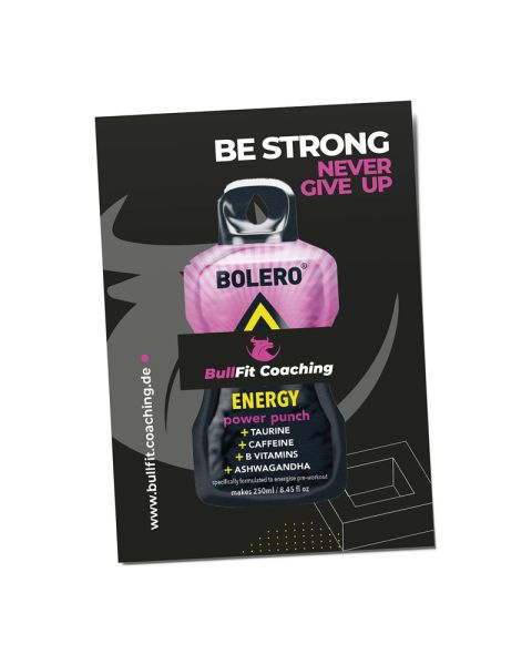 BOLERO Energy drink powder with customisable promotional clip card