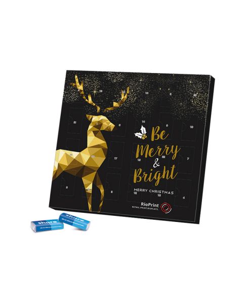 Advent calendar with chocolate bars and advertising print