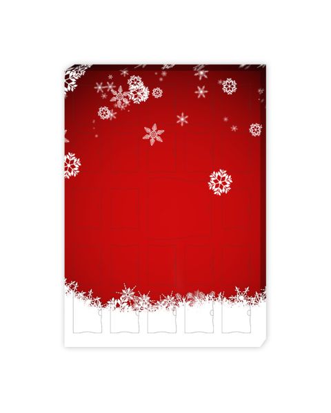 Befüllbarer Adventskalender 24 gleichgroße Fächer + 1 großes Fach hinter Doppeltür mit Werbedruck