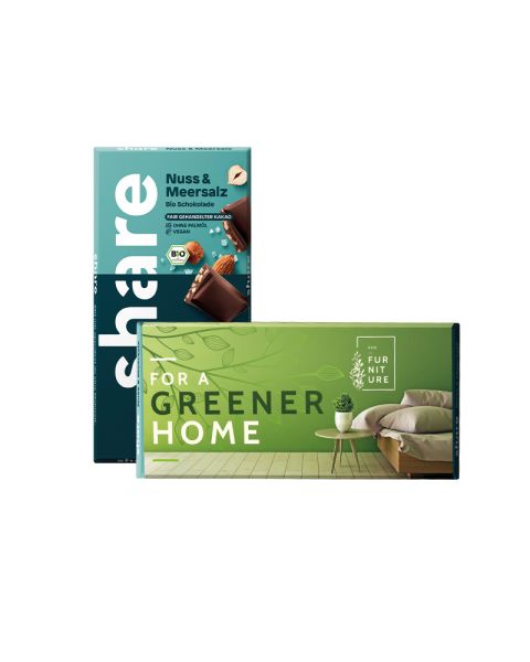 100 g Tafel share Bio Schokolade Nuss & Meersalz im Werbeschuber