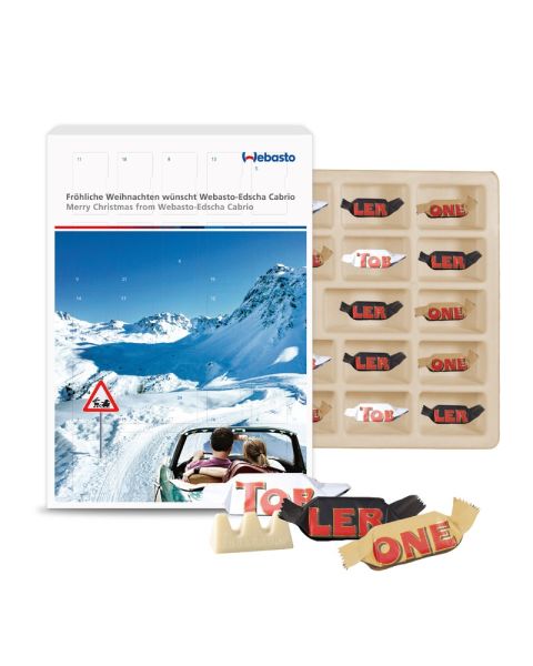 Toblerone wall advent calendar, colourful mix (paper fibre inlay) with advertising print