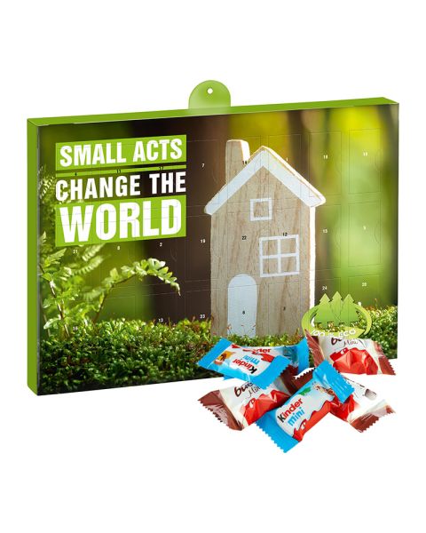 Eco Advent calendar for children with chocolate mix and promotional print