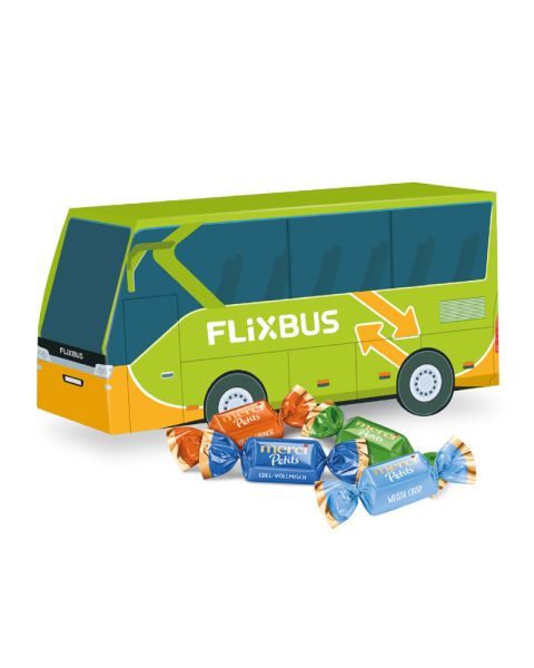 3D gift bus Merci Petit with promotional print