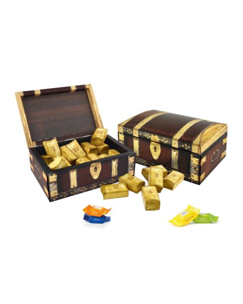 Ritter SPORT Adventskalender Schatztruhe mit Werbedruck