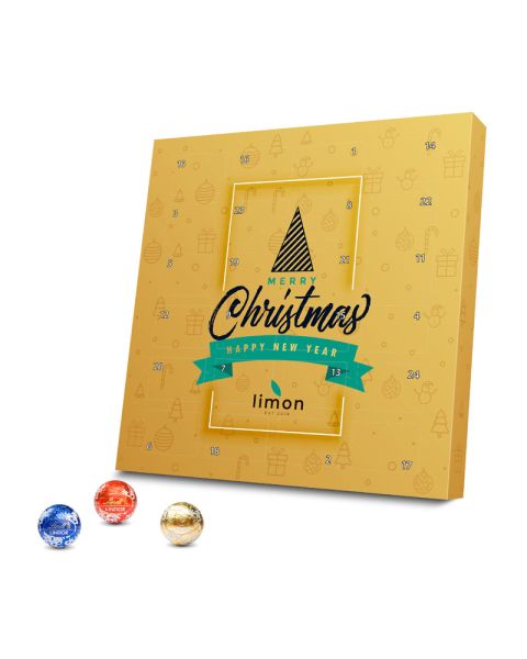 Lindt Lindor Advent calendar made from 100% cardboard with promotional print