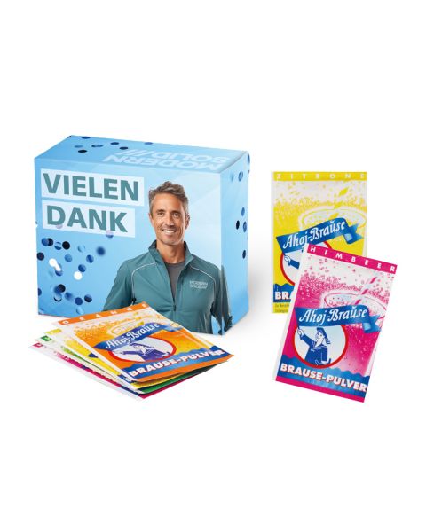 6-pack promotional box with Ahoj Brausepulver and all-round print