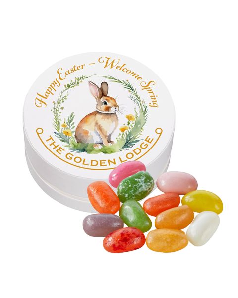 15 g Jelly Beans in einer Papier XS-Taschendose mit Werbedruck