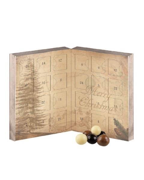 Adventskalender klappbar mit Knusperkugel-Mix und Werbedruck