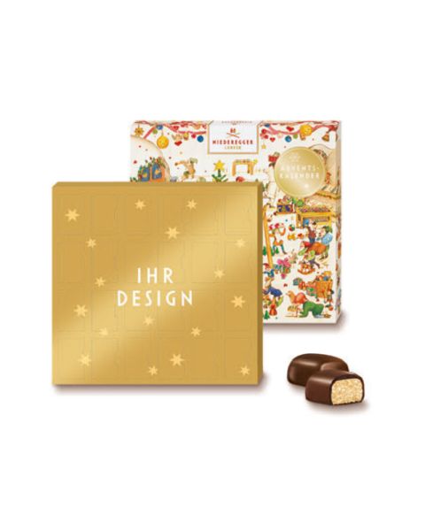 Niederegger Adventskalender Mini Wichtelwerkstatt mit Werbedruck
