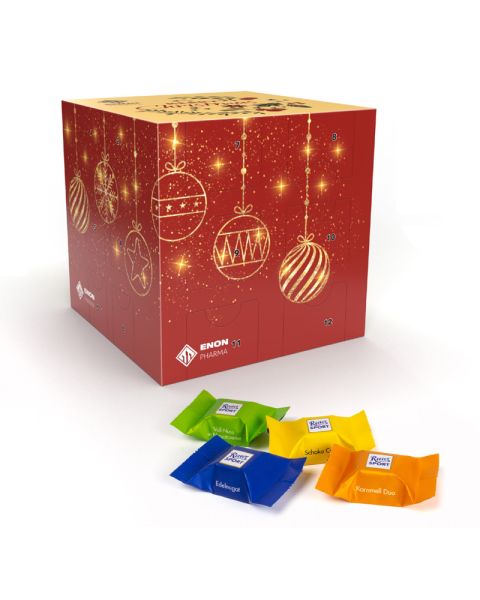 Ritter SPORT Advent cube made from 100% cardboard with logo print