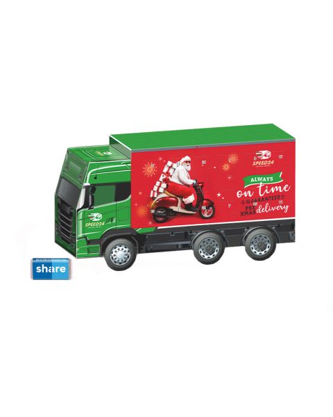 Truck Advent calendar with Share chocolate bars and customised advertising print