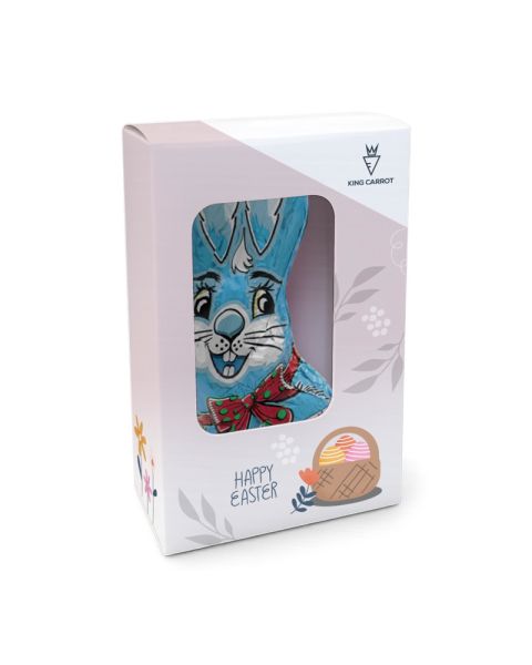60 g Schokoladen-Osterhase Blau in Kartonage mit Werbedruck