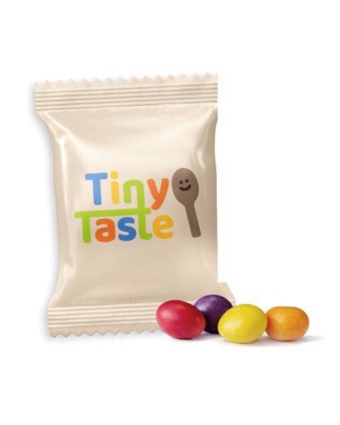 Fruchtige Kaudragees im Werbetütchen mit Logodruck