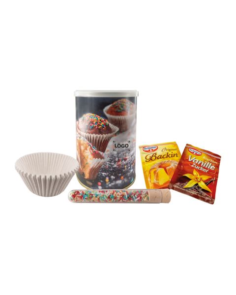 Muffinbäckerei in der Dose mit Werbeanbringung