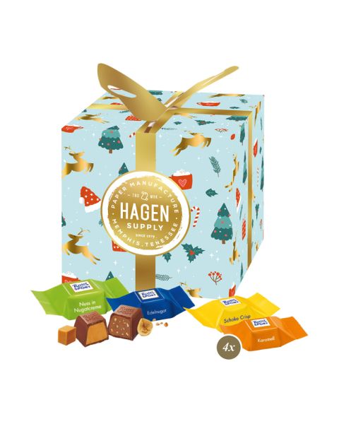 Präsent Feine Bescherung mit Ritter SPORT Schokowürfel und einem Rundum-Werbedruck