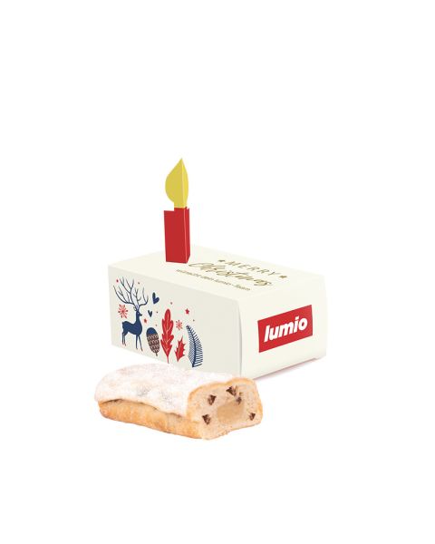 80 g KuchenMeister mini stollen in a congratulatory box with promotional print