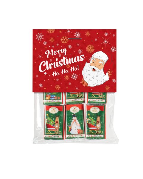 Heidel chocolate bars in bags with standard Merry Christmas rider