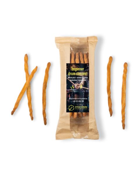 Grissini Rubatà Pizza in Papiertüte mit Werbeetikett