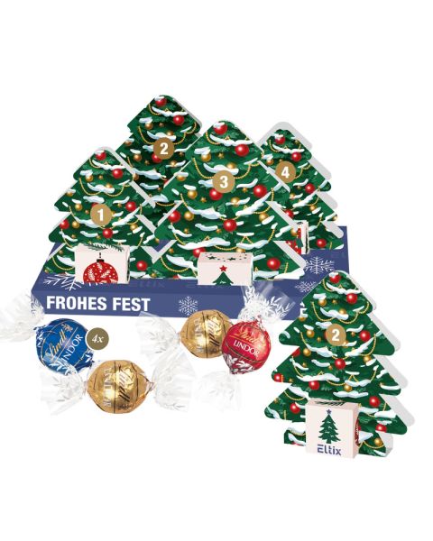 3D Advent calendar Christmas forest with Fairtrade chocolate and all-round advertising print