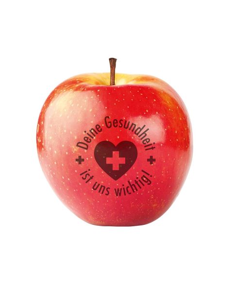 Red apple with standard print Your health