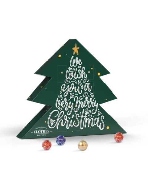 115 g Lindt Lindor Adventskalender Tannenbaum mit Werbedruck