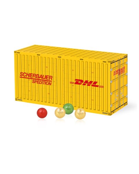 3D Advent calendar container with Fairtrade chocolate with promotional print