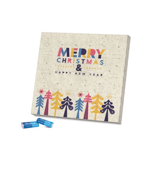 Advertising Advent calendar grass paper with share chocolate bars