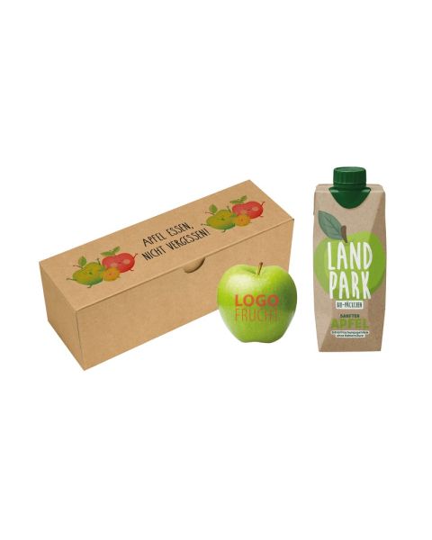 LogoFruit Apple & Juice Box with standard print EAT APPLES, DON'T FORGET!
