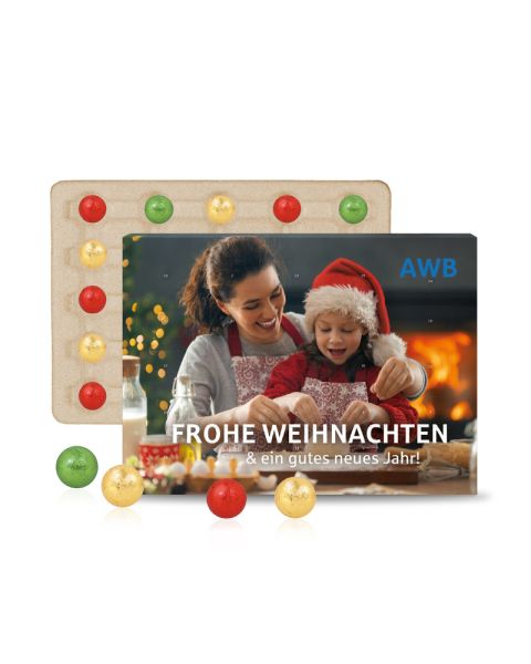 Wall Advent calendar with Fairtrade chocolate and all-round advertising print
