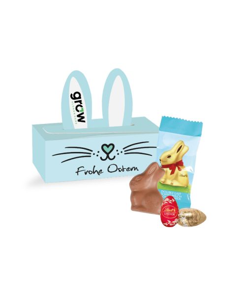 Lindt Bunny-Box mit ausklappbaren Hasenohren und Rundum-Druck