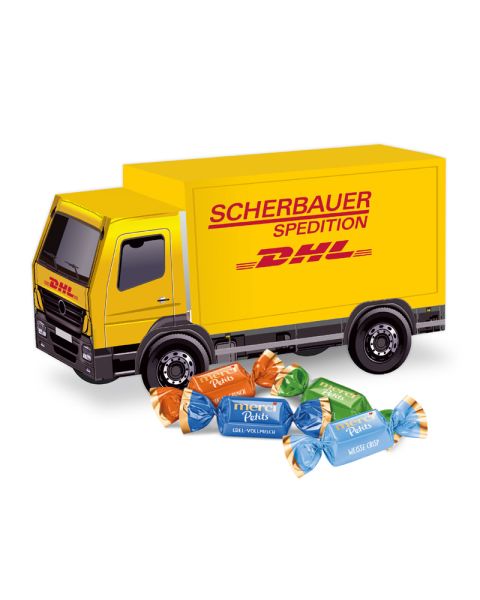 3D gift truck Merci Petit with promotional print