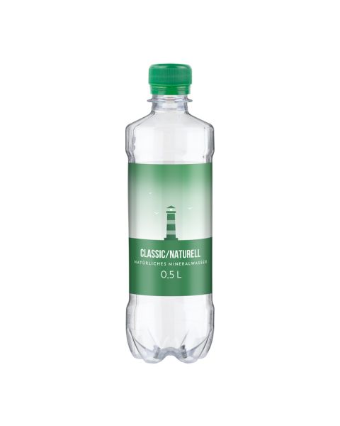 500 ml natural mineral water classic in a bone bottle with promotional label