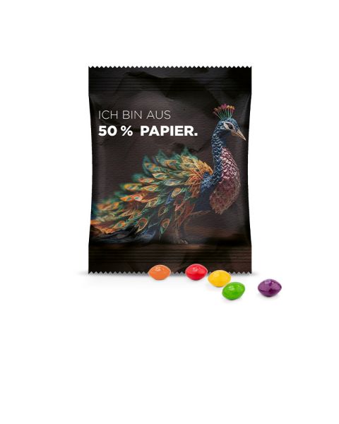 10 g Skittles Fruits chewy sweets in promotional bags with 50% paper content and promotional print