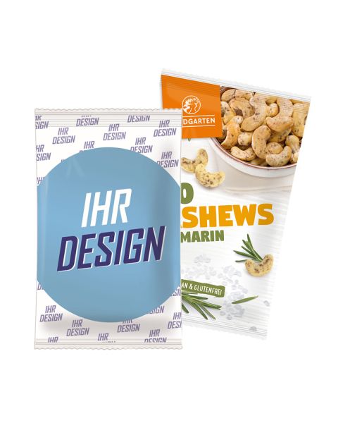 50 g LANDGARTEN Bio Cashews Rosmarin im Papiertütchen mit Werbedruck
