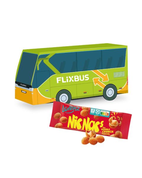 3D Präsent Bus mit Lorenz Nic Nac's und Werbedruck