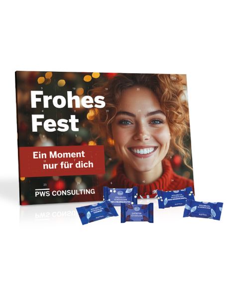 Tisch-Adventskalender Klett Fairtrade® Schokolade und Werbedruck
