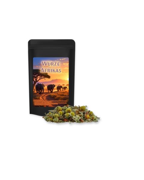 20 g Bio Rotbuschtee Entspannungszeit im schwarzen Mini Doypack mit Werbeetikett