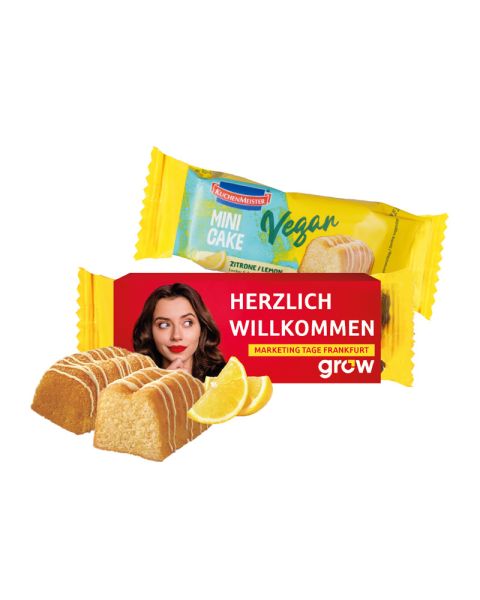 Vegan mini cakes from Kuchenmeister in printable promotional sleeve
