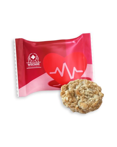 Wicklein organic superfood maracuja buckwheat biscuits in promotional flow pack with printing