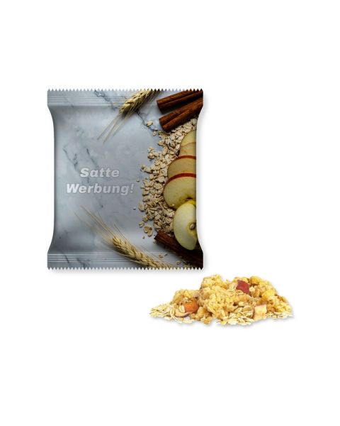 50 g Bio Porridge Apfel-Zimt im Tütchen mit Werbedruck