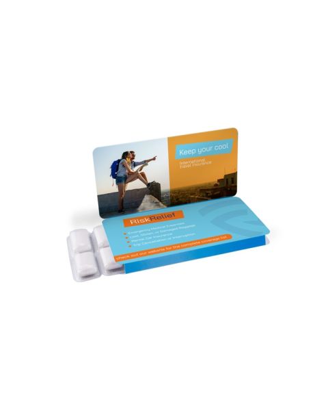 12-pack blister pack of Sportlife sugar-free chewing gum with promotional print
