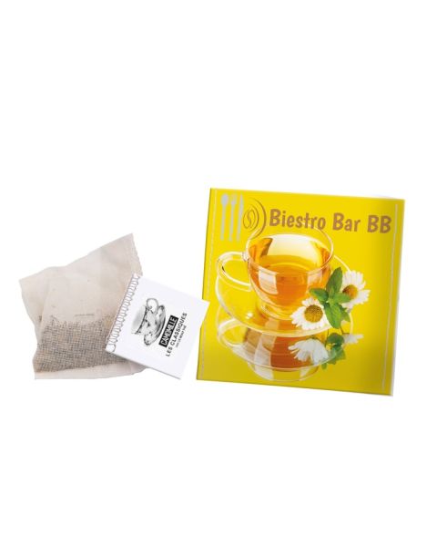 Kamillentee Beutel mit Papierumschlag mit Werbedruck