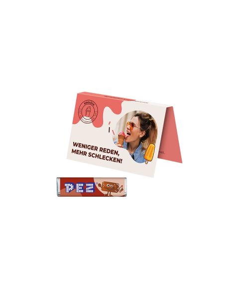 Advertising card PEZ cola candy bar with logo print