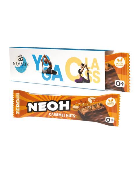 28 g NEOH Schokoriegel Caramel Nuts im Werbeschuber