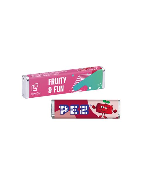PEZ cherry candy bar with promotional sleeve