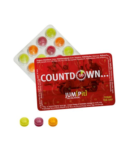 The world's smallest event calendar with Pulmoll pastilles and promotional print