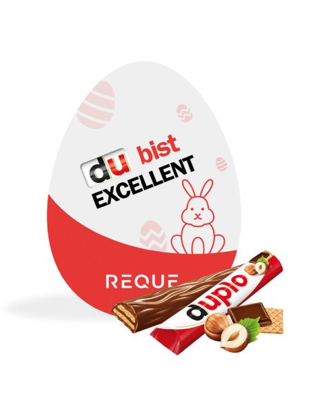 Easter egg advertising card with Duplo bar and advertising print